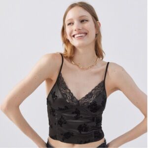 Urban Outfitters Black Floral Lace Camisole